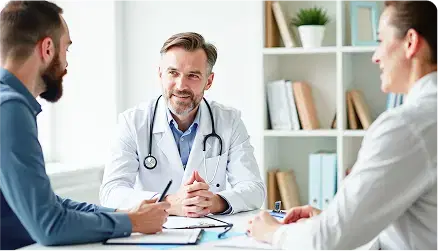 Arzt mit Patienten.